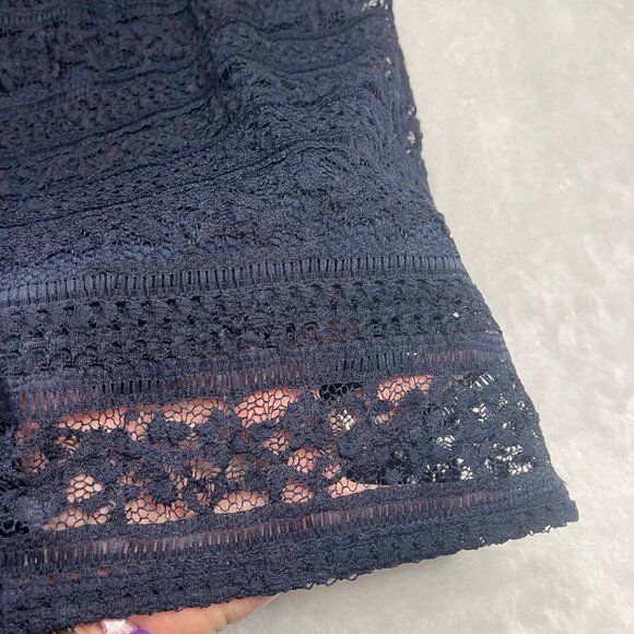 Monteau Lace Blouse Women's Size Large Sleeveless Layered Navy Blue Professional - Picture 6 of 10